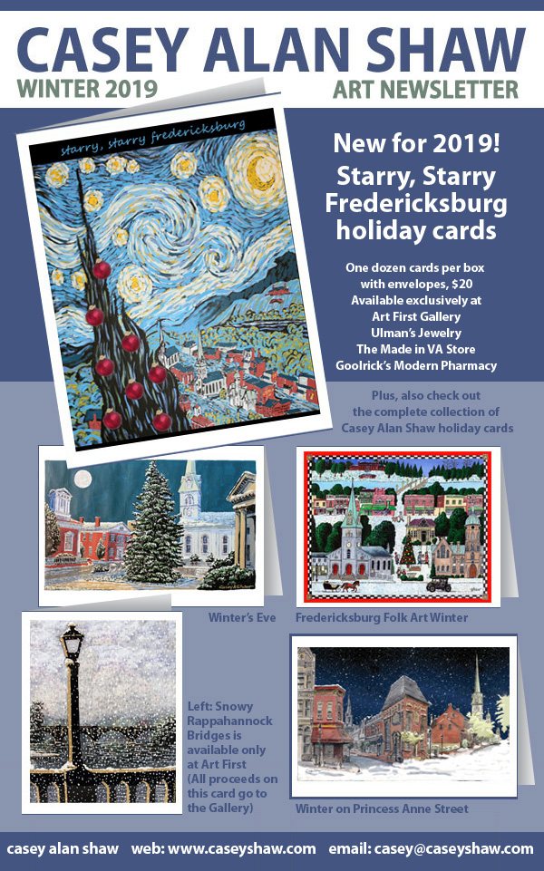 Starry starry Fredericksburg holiday cards by Casey Alan Shaw, December 2019