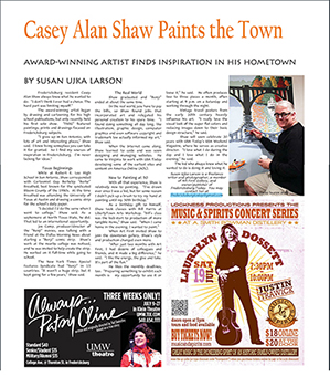 Article about Casey Alan Shaw in Front Porch Fredericksburg, July 2014
